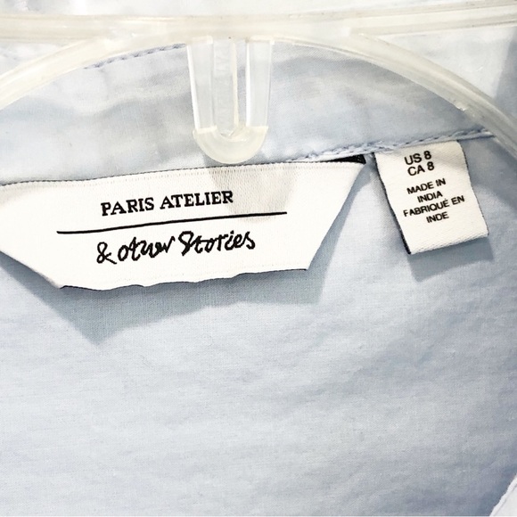Paris Atelier & Other Stories collard Powder, blue button down shirt - Picture 4 of 9